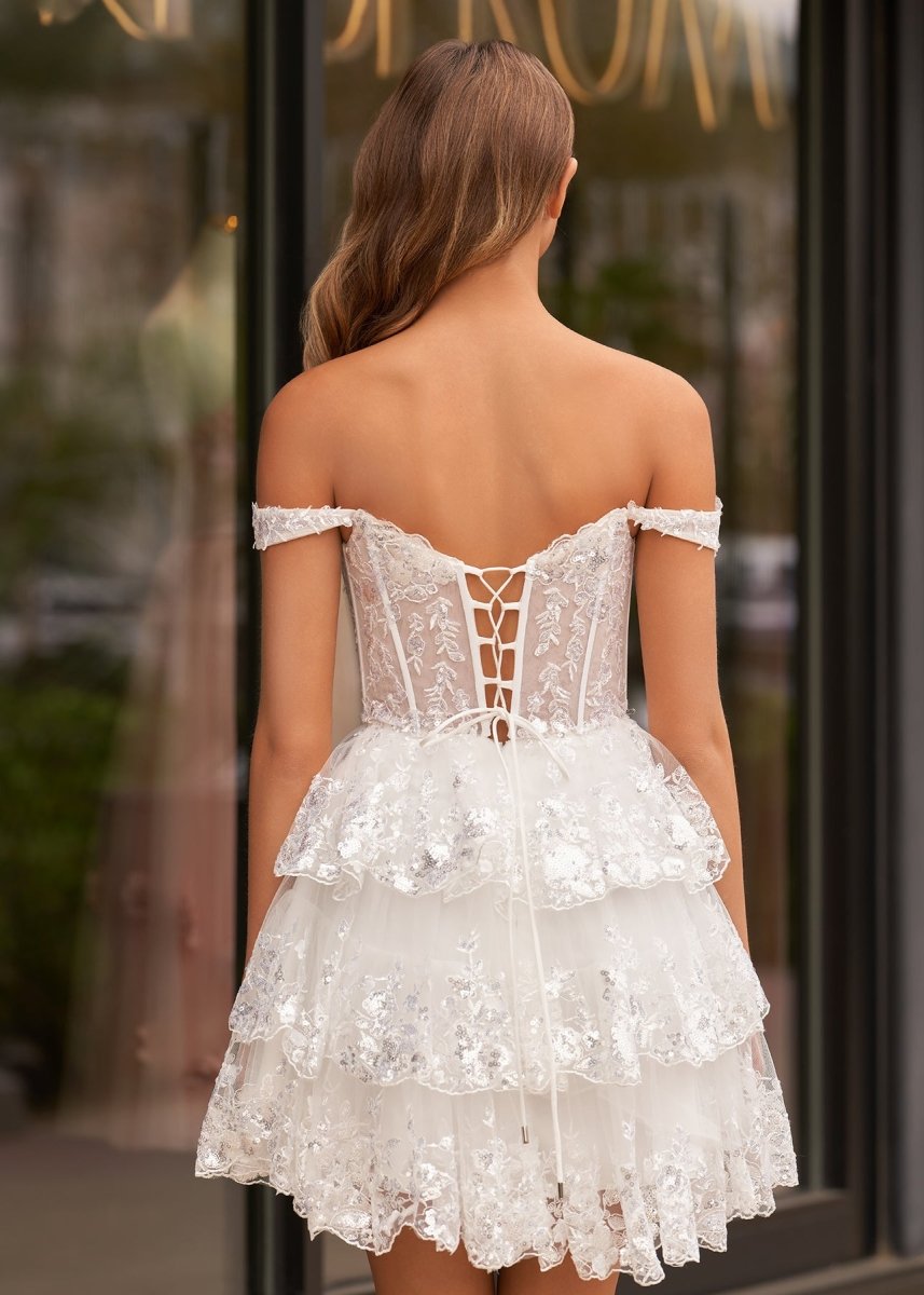 A-Line Sweetheart Tiered Short Homecoming Dresses